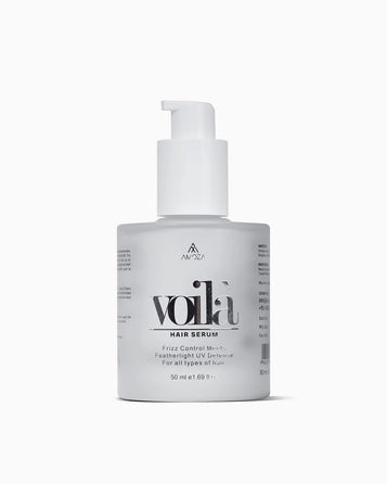 Amoza Voila Hair Serum for All Hair Types | Frizz Control & Lightweight UV Protection | Smoothness & Shine Care | 50ml